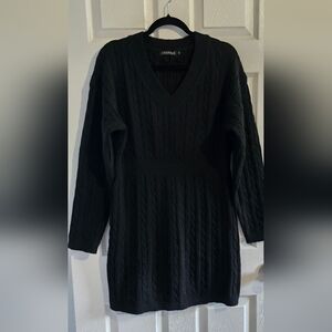 Black Cable Knit Sweater Dress